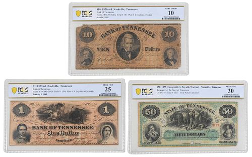 Three Tennessee Payable Currency Notes