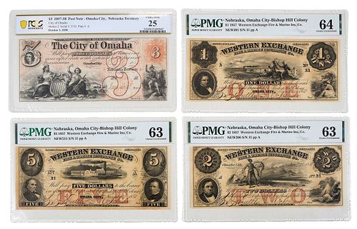 Group of Four Nebraska Bank Notes 