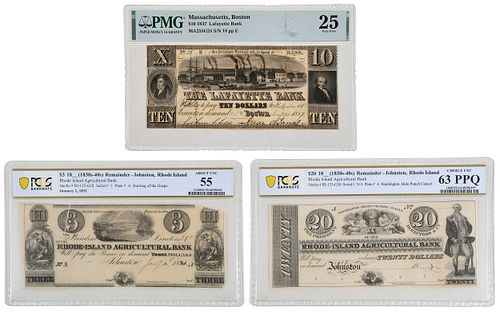 Group of Three Northeastern Obsolete Bank Notes 