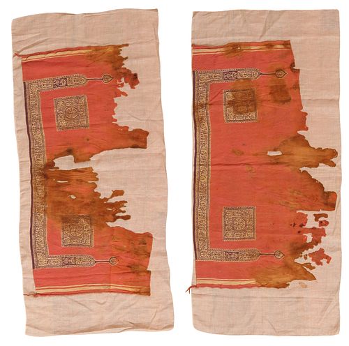 Two Egyptian Fragments Mounted on Linen