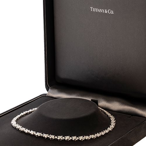 Tiffany Victoria Mixed Cluster Necklace Platinum with diamonds