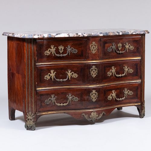 Régence Gilt-Metal-Mounted Kingwood Parquetry Commode