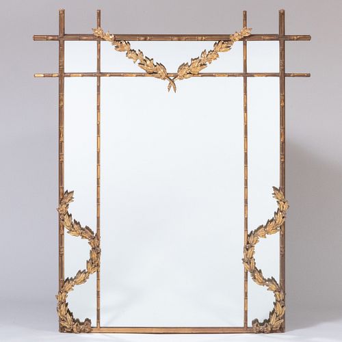 Unusual Faux Bamboo Giltwood Mirror