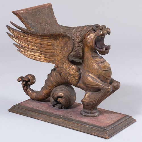 Continental Baroque Carved Giltwood Winged Griffin