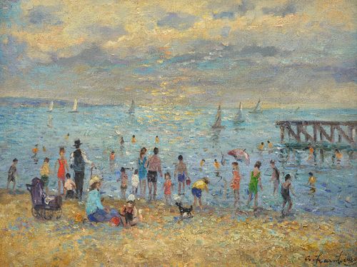 Andre Hambourg Painting, Seaside / Beach Scene