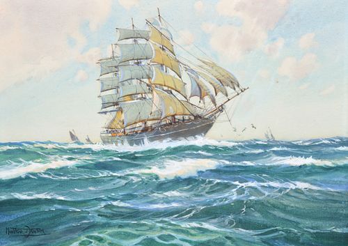 Montague Dawson Watercolor Maritime Painting