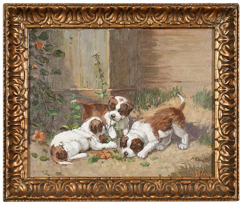 Painting of St. Bernard Puppies, J. Colin