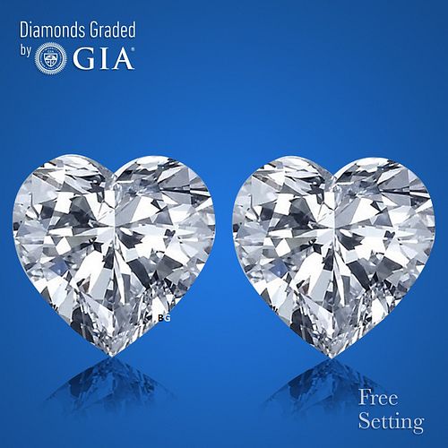 4.04 carat diamond pair, Heart cut Diamonds GIA Graded 1) 2.01 ct, Color I, VS2 2) 2.03 ct, Color I, VS2. Appraised Value: $78,200 