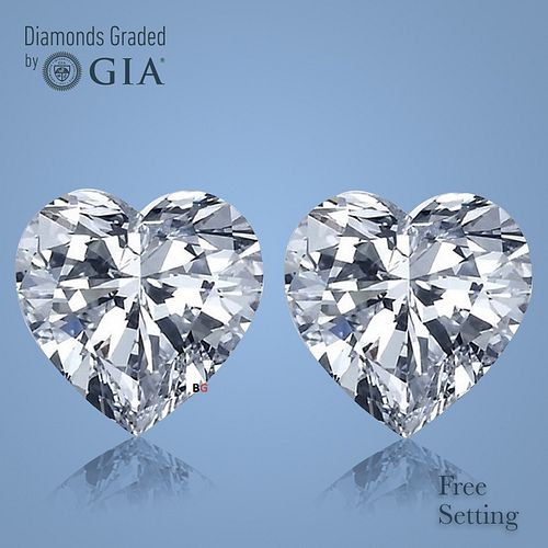 4.02 carat diamond pair, Heart cut Diamonds GIA Graded 1) 2.01 ct, Color I, VS1 2) 2.01 ct, Color J, VS2. Appraised Value: $78,600 