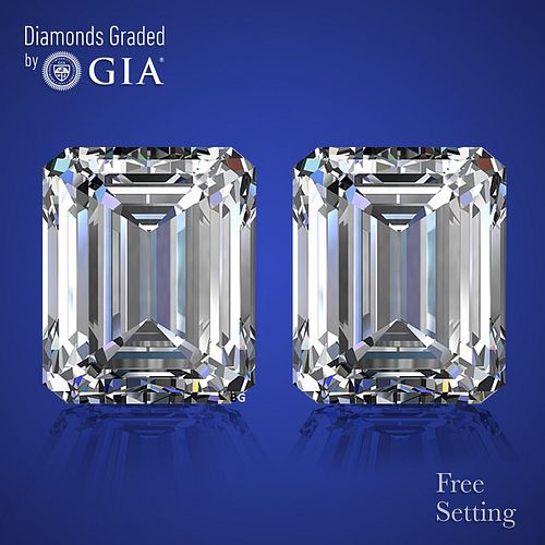 10.02 carat diamond pair, Emerald cut Diamonds GIA Graded 1) 5.01 ct, Color I, VVS2 2) 5.01 ct, Color J, VVS2. Appraised Value: $586,100 