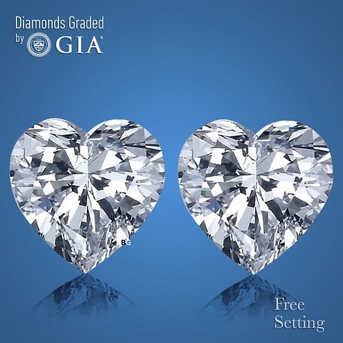 4.02 carat diamond pair, Heart cut Diamonds GIA Graded 1) 2.01 ct, Color E, VS1 2) 2.01 ct, Color E, VS2. Appraised Value: $156,000 