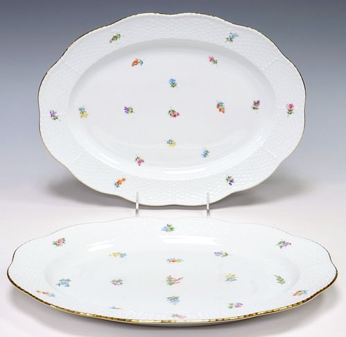(2) HEREND 'KIMBERLY' PORCELAIN OVAL SERVING PLATTERS