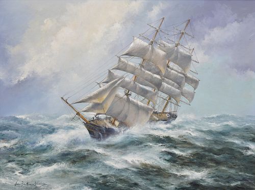 Large John Bentham Dinsdale Maritime Painting, 39"W