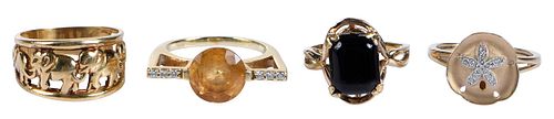 Four Fashion and Gemstone Rings