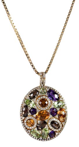 Dabakarov Multi Colored Gemstone Pendant with Chain
