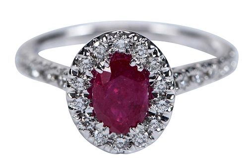 14kt. Ruby and Diamond Halo Ring 