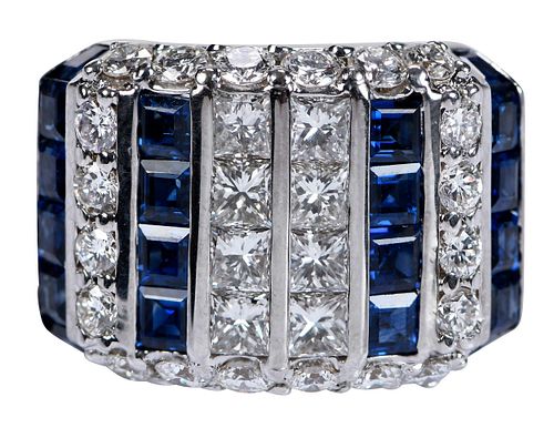 18kt. Blue Sapphire and Diamond Ring