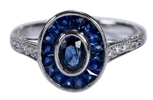 14kt. Blue Sapphire and Diamond Ring