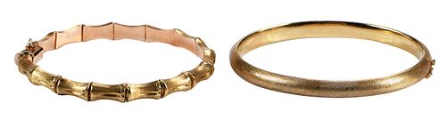 18kt. Yellow Gold Bracelets, Two