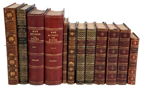 12 Assorted Leatherbound Books, Geography and History