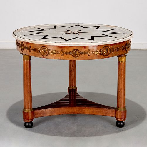 Empire ormolu mounted specimen marble center table