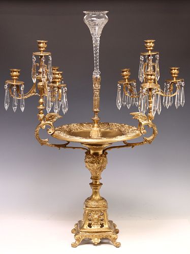 LARGE GILT-PAINTED BRONZE EIGHT-BRANCH CANDELABRA EPERGNE