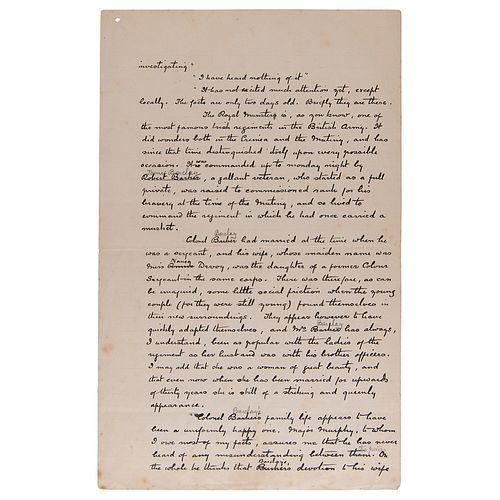 Arthur Conan Doyle Handwritten Manuscript Page from the Sherlock Holmes Story &#39;The Crooked Man&#39;