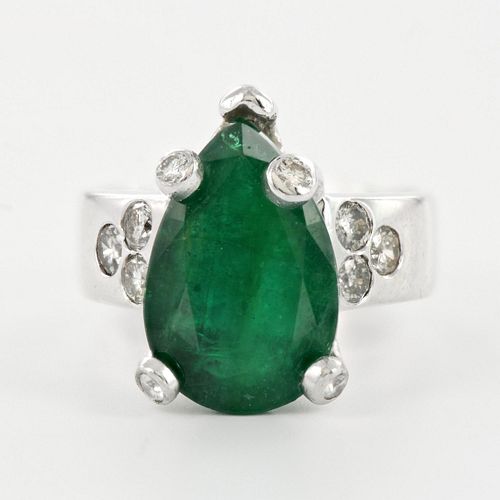 Stunning 6.67ct Zambian Emerald 14K White Gold Ring