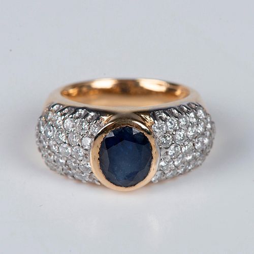 Stunning 14K Yellow Gold, Diamond, & Sapphire 3.5ctw Ring