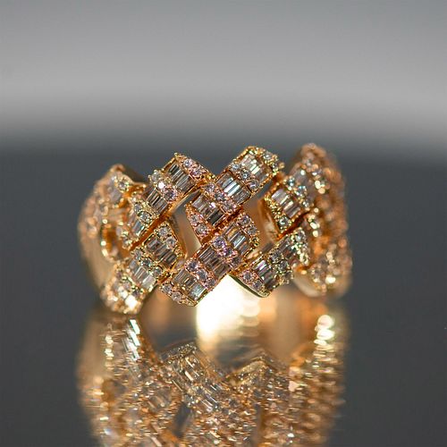 Geometric Design 3.25ctw Diamond 14K Yellow Gold Ring