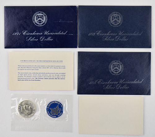 THREE UNCIRCULATED EISENHOWER SILVER DOLLAR PROOF COINS