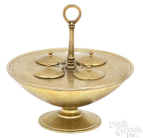 Highly unusual brass standish, 19th c.