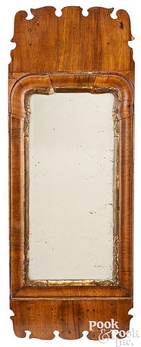 Small Queen Anne mahogany veneer mirror