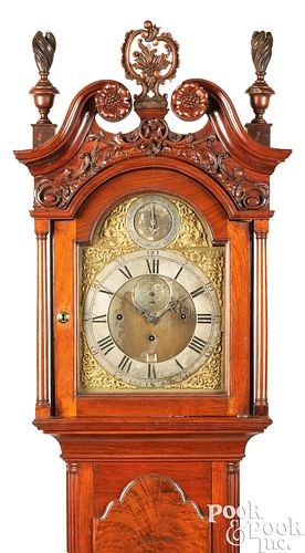 Philadelphia Chippendale walnut tall case clock