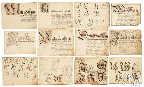 Group of twelve vorschrift and writing samples