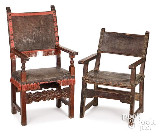 Two Cromwellian armchairs, 17th c.