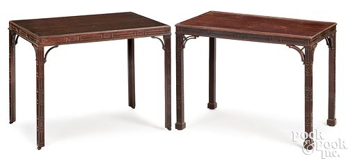 Two similar Georgian mahogany tea tables, 19th c.
