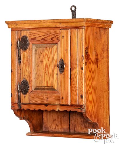 Continental pine hanging cupboard, late 18th c.