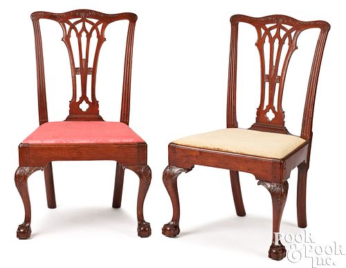Pair of Mid-Atlantic Chippendale dining chairs