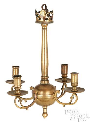 Small brass chandelier, ca. 1800