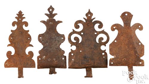 Ten southern European wrought iron door latches