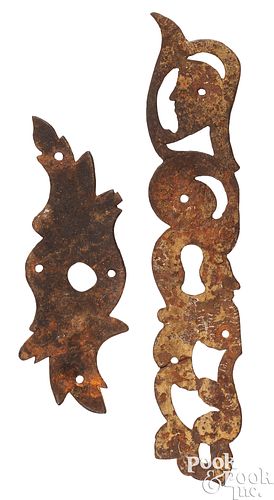 Two Continental wrought iron escutcheons, 18th c.