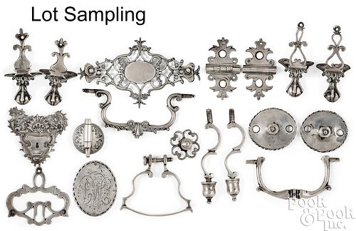 English silver miniature furniture hardware