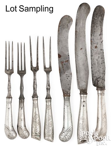 Silver and steel flatware service