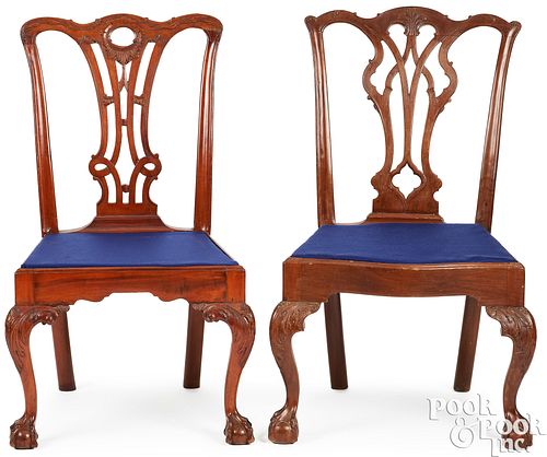 Two Philadelphia Chippendale dining chairs