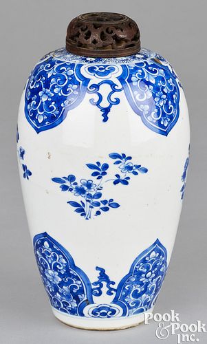 Kangxi blue and white Chinese ovoid porcelain vase