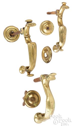 Three Georgian brass door knockers