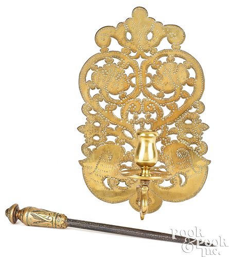 English pierced brass sconce, early 18th c.
