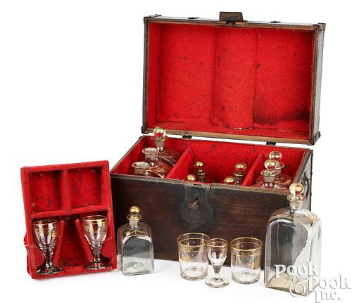 English oak liquor case, ca. 1800