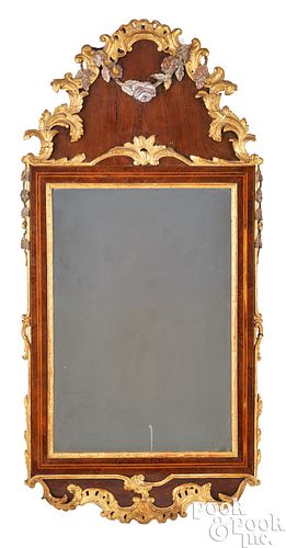 Danish mahogany and parcel gilt mirror, ca. 1760